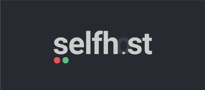 The logo for Self-hosted apps - a wordmark and one green and red circle