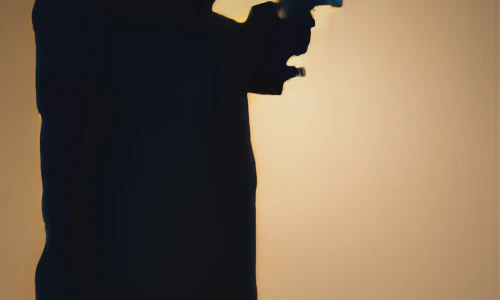AI-generated image of a silhouette of a person holding a pistol.