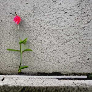 AI-generated picture of a flower growing from concrete.