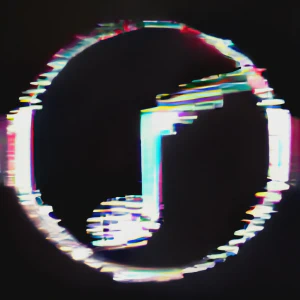 A glitched image of a music streaming app's icon.