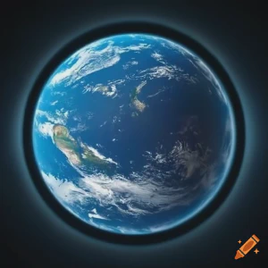 An AI-generated image of planet Earth from the vantage point of an orbiting spaceship.