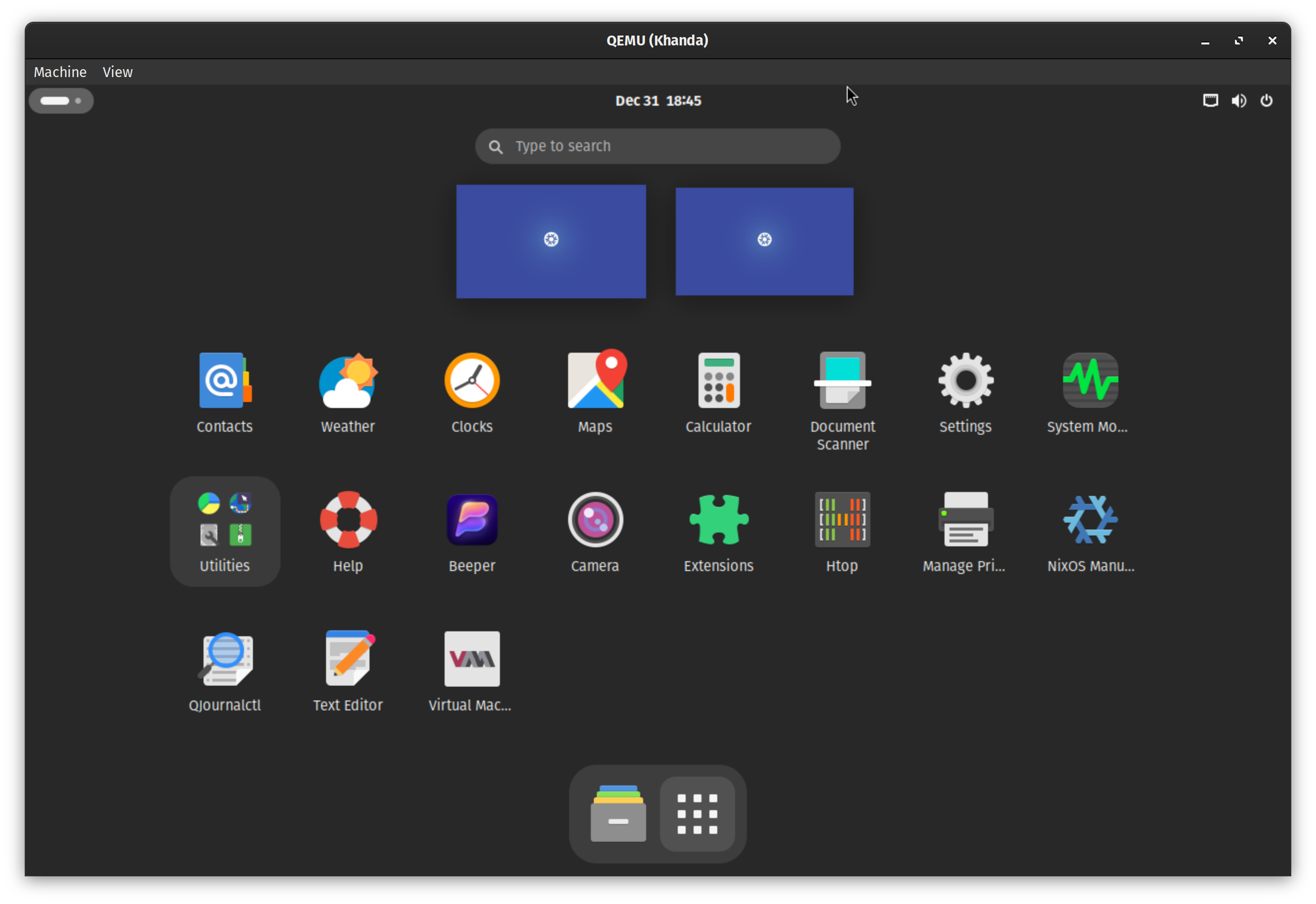 View of all installed apps in GNOME