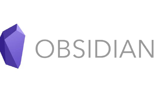 Image featuring the Obsidian logo and markup on a white background.
